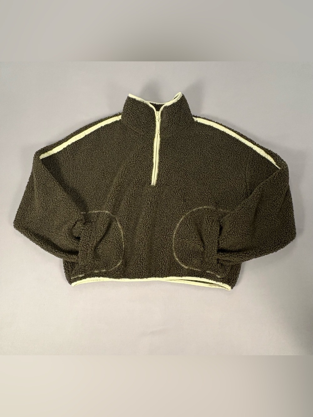 Never Not Hustling Sherpa Quarter Zip Fleece Pullover Large Oversized